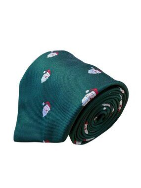 Cape Cod Mens Green Polyester/Silk Santa Claus Pattern Christmas Necktie